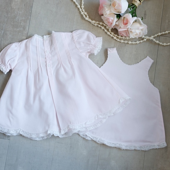 Lace Trim Embroidered Slip Dress Pink Friedknit/Feltman Brothers NWOT - Picture 10 of 11